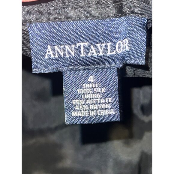 Ann Taylor Womens Black Silk Blend Straight-Leg Pants Size 4 - Picture 2 of 6